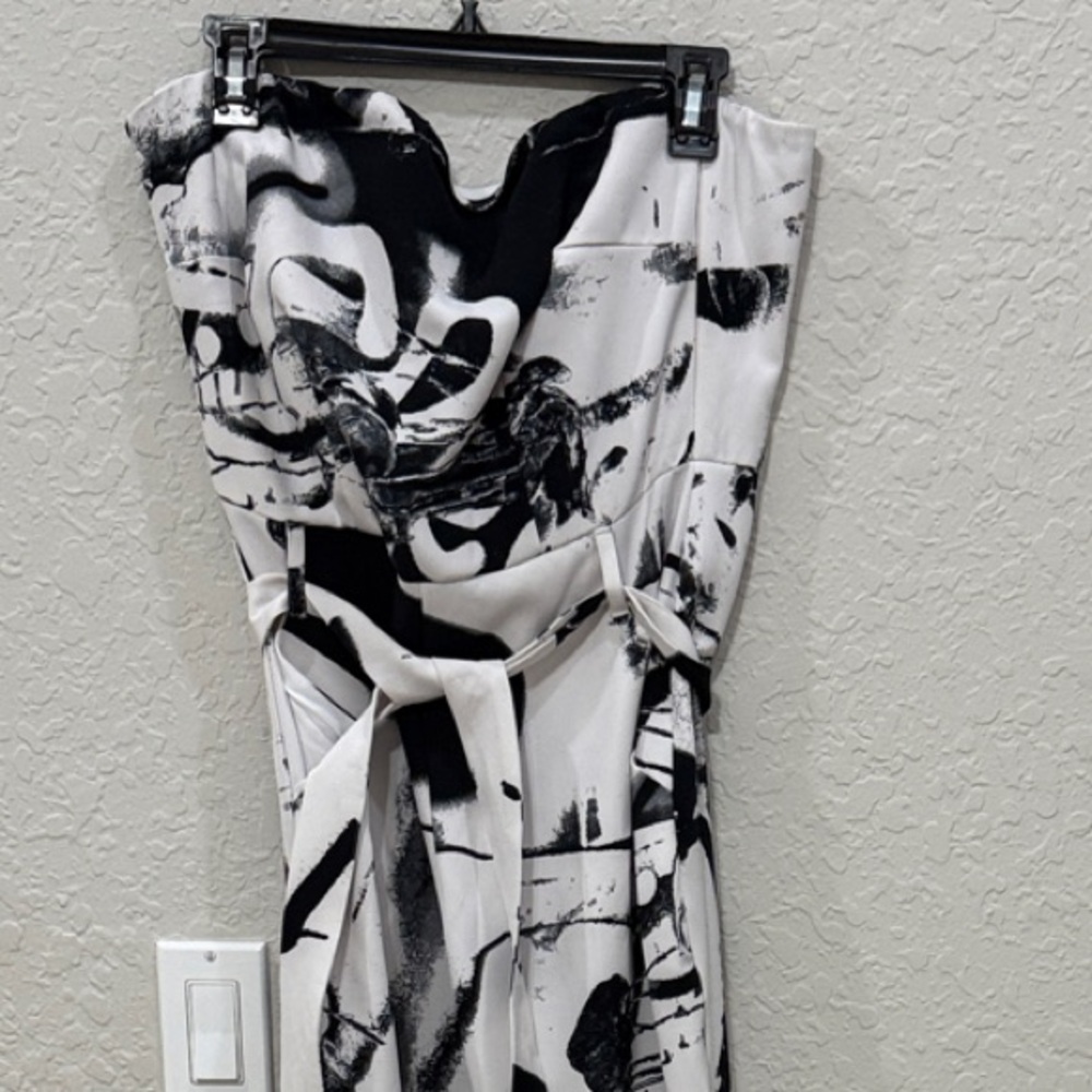 Black and White Abstract Print Jumpsuit